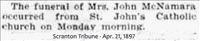 McNamara, Mrs. John (Funeral Notice)